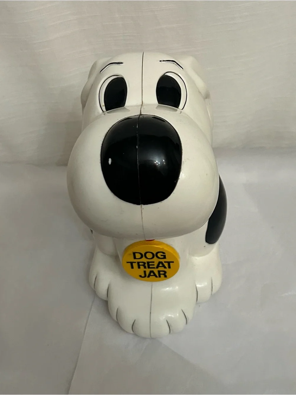 Vintage '90's White and Black Dog with Red Collar Cookie Jar